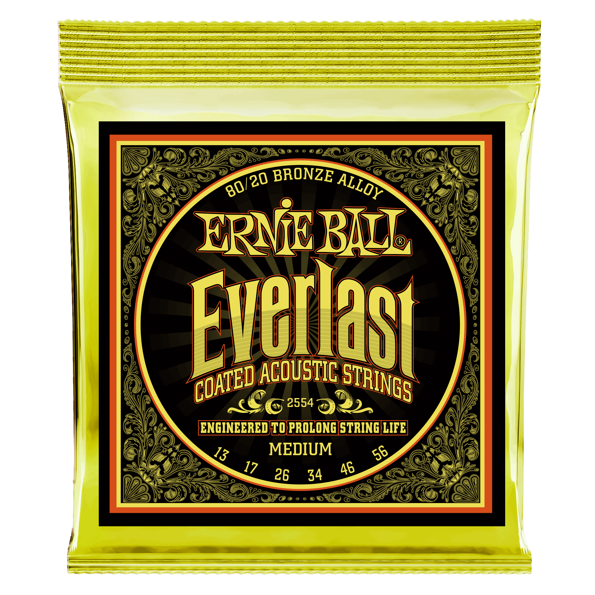 Ernie Ball, 2554, Everlast Acoustic 80/20 Bronze Medium, Guitar Strings