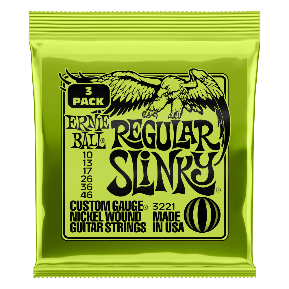 Ernie Ball, 3221, Regular Slinky Nickel Wound Electric Guitar Strings 3 Pack - 10-46 Gauge, 結他弦線