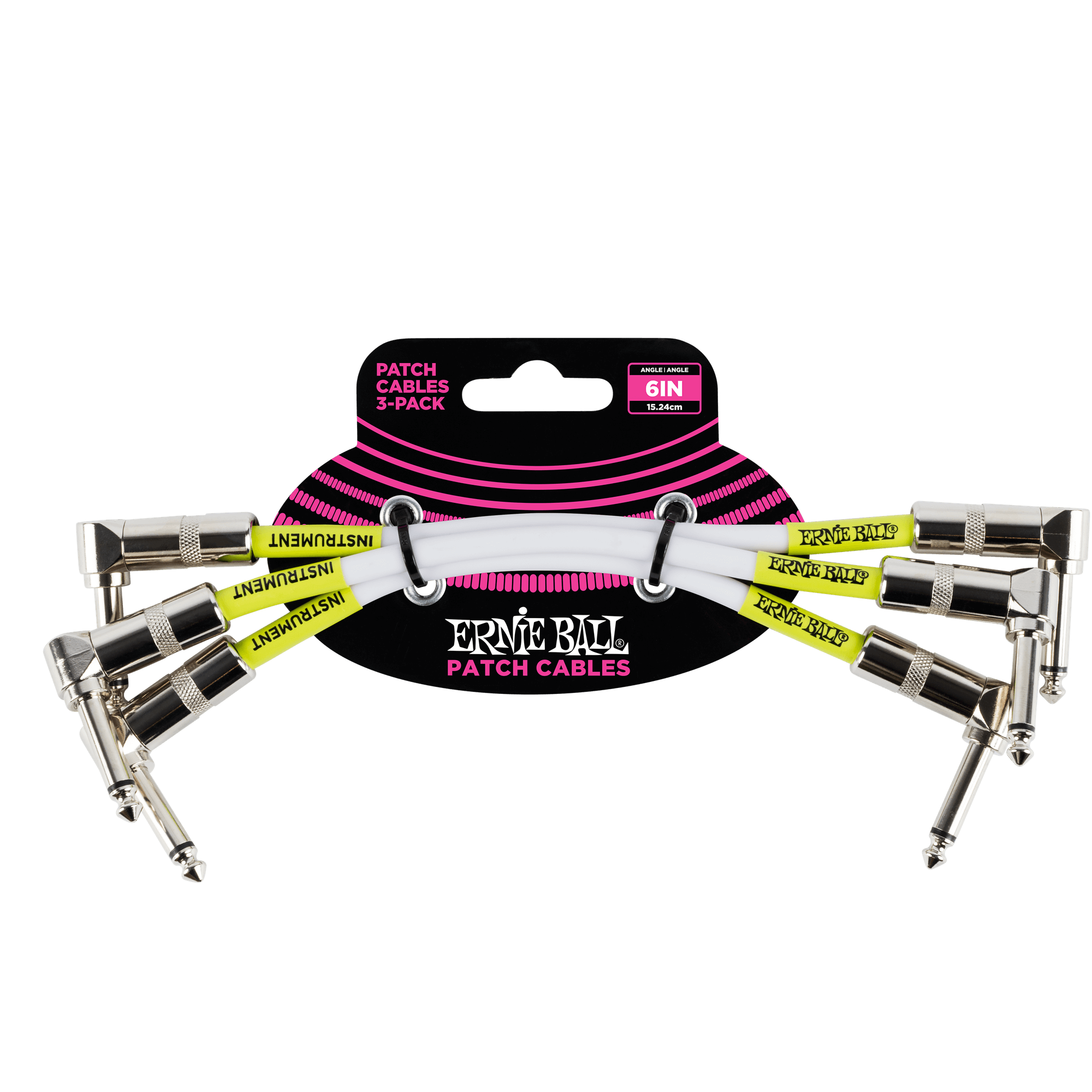 Ernie Ball 6" Angle / Angle Patch Cable 3-Pack - White