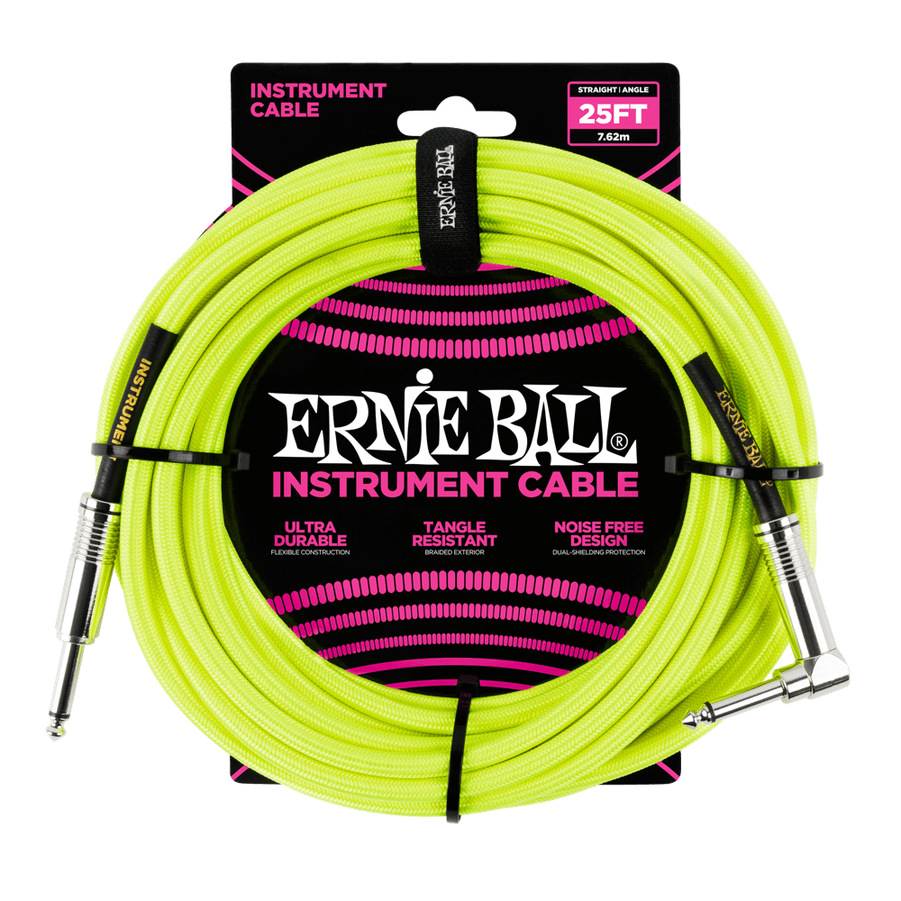 Ernie Ball 25' Braided Straight / Angle Instrument Cable