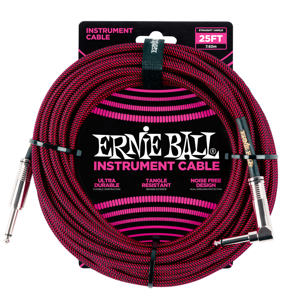 Ernie Ball 25' Braided Straight / Angle Instrument Cable