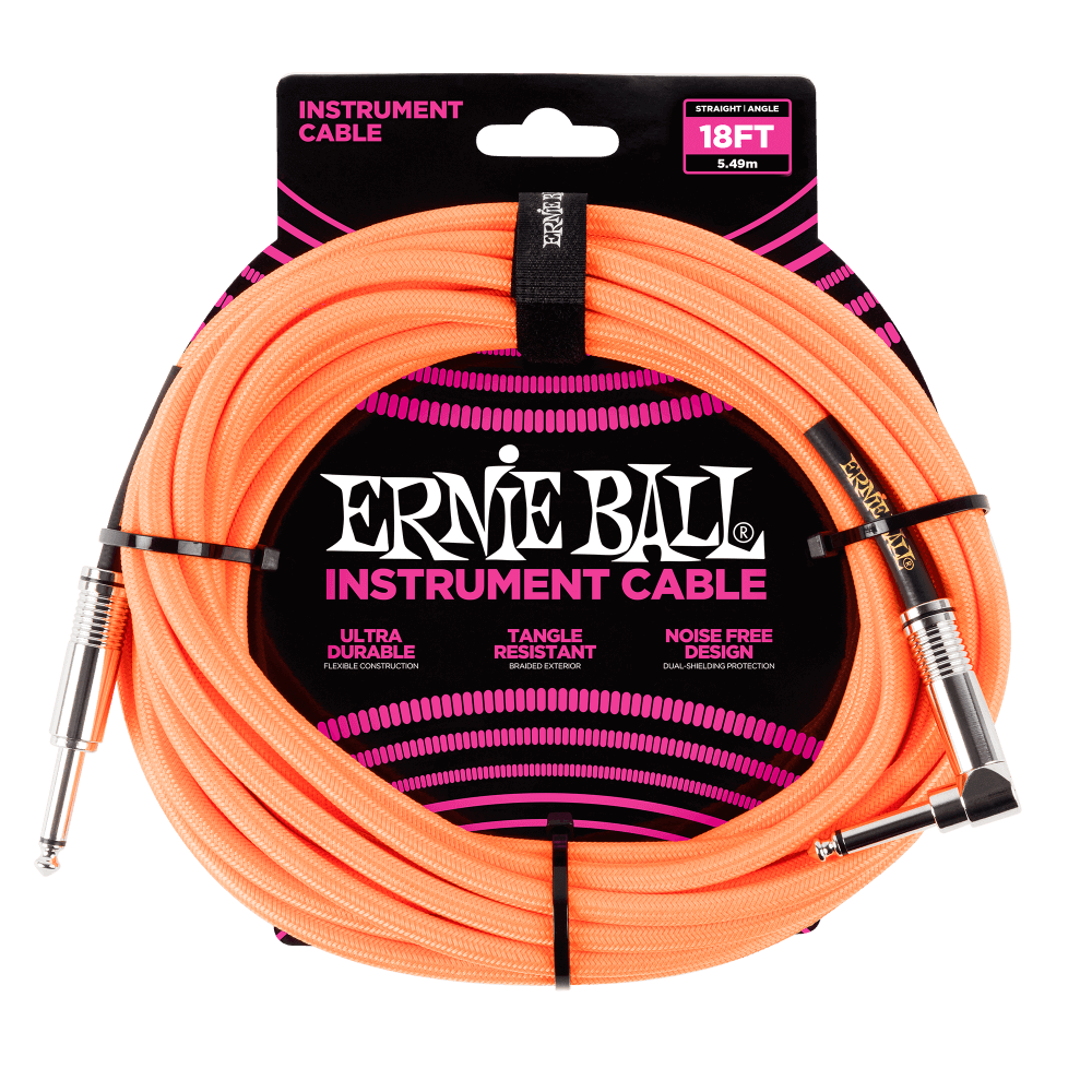 Ernie Ball 18' Braided Straight / Angle Instrument Cable
