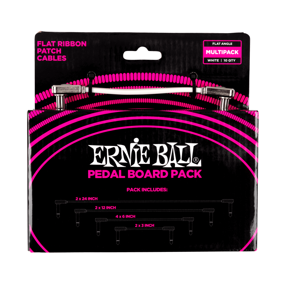 Ernie Ball Flat Ribbon Patch Cables Pedalboard Multi-Pack - White