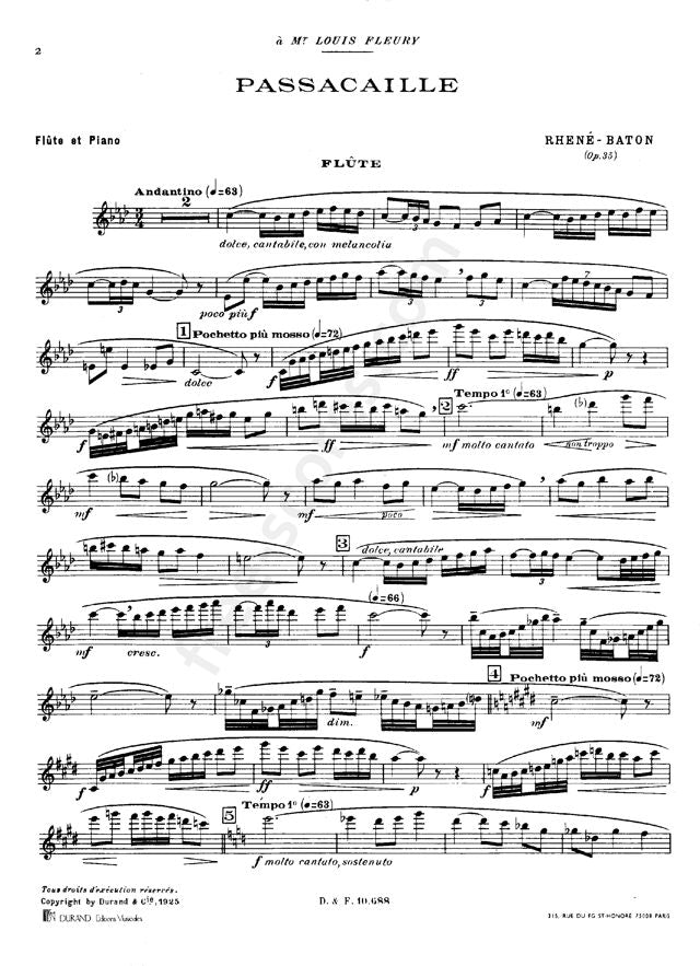 Rhené-Baton Passacaille Flute and Piano