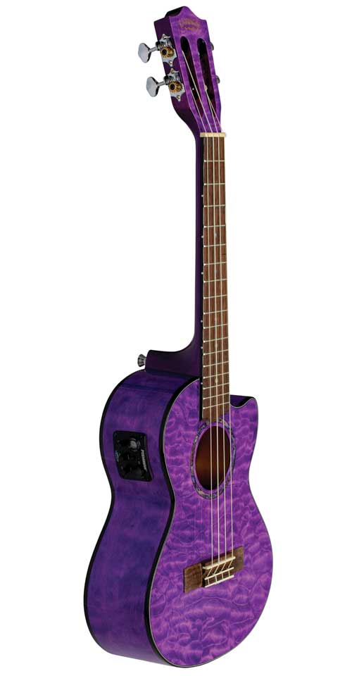 Lanikai QM-PUCET Quilted Maple Purple Stain Tenor A/E Ukulele