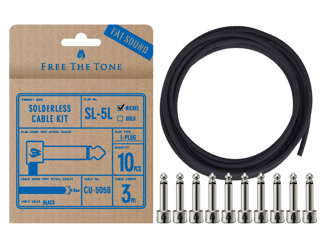 配信機器・PA機器・レコーディング機器 Free The Tone Solderless Slim Cable Kit Free The Tone SL-5 Solderless Cable Kit (Nickel) — Tom Lee Music