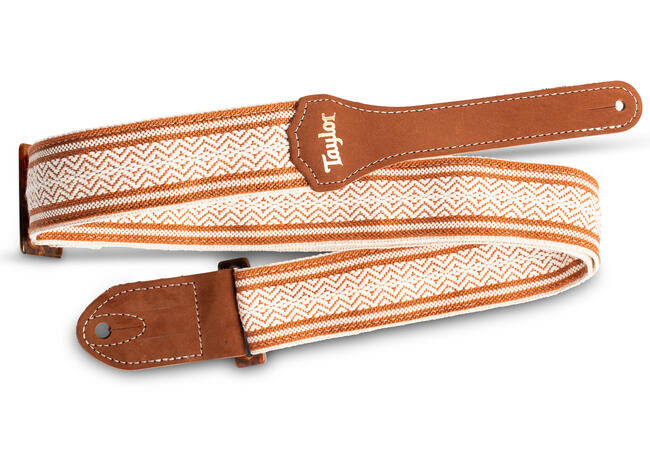 Taylor 2" Academy Jacquard Leather Guitar Strap (White Brown)