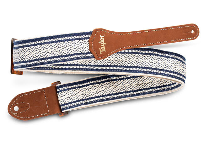 Taylor 2" Academy Jacquard Leather Guitar Strap (White Blue)