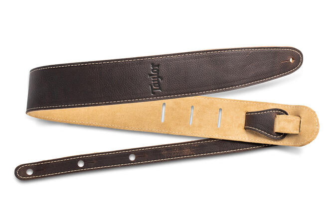 Taylor 2.5" Leather Guitar Strap - Suede Back (Chocolate Brown)