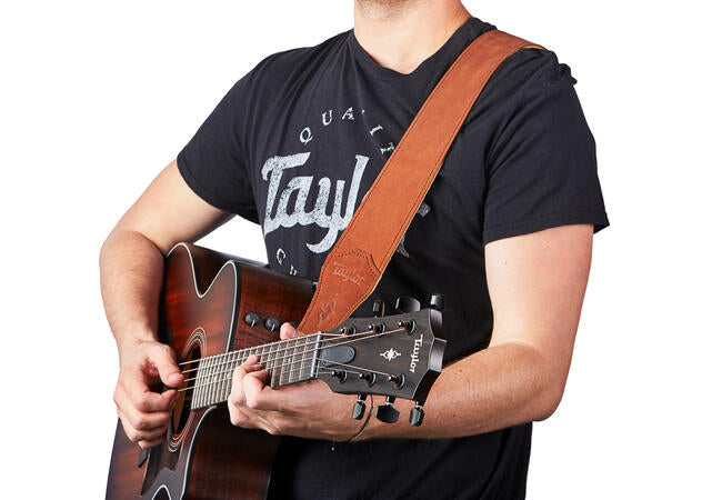 Taylor Gemstone 2.5" Sanded Leather Guitar Strap (Medium Brown)