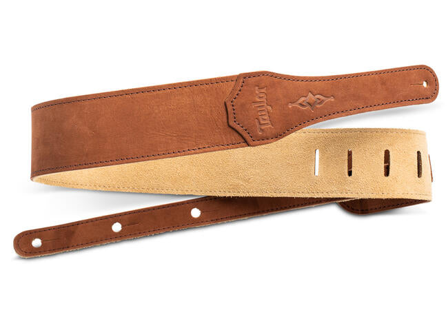 Taylor Gemstone 2.5" Sanded Leather Guitar Strap (Medium Brown)