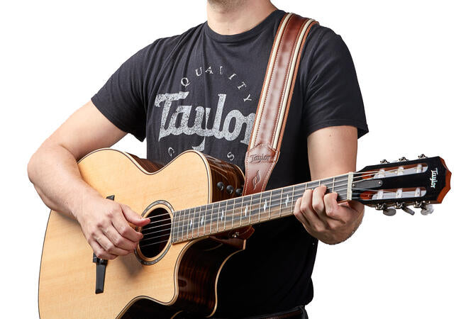 Taylor Element 2.5" Leather Guitar Strap - Brown/Cream