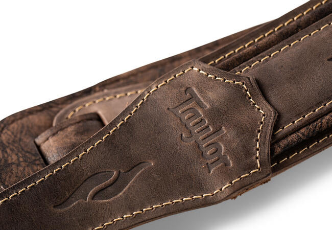 Taylor Element Distressed Leather Guitar Strap - Dark Brown (2.5")