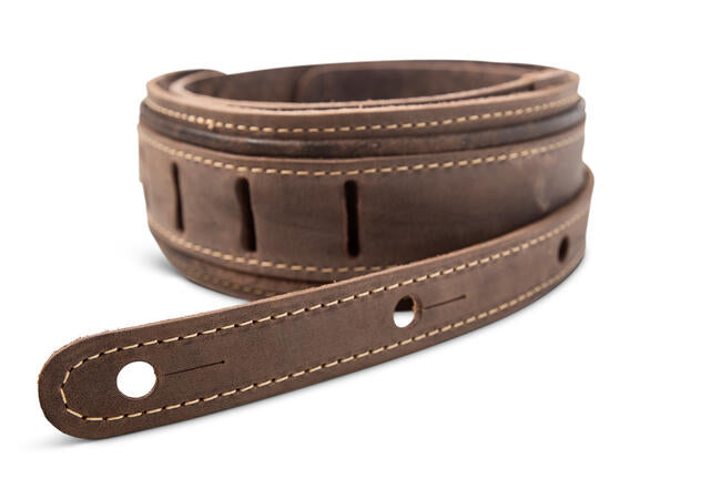 Taylor Element Distressed Leather Guitar Strap - Dark Brown (2.5")