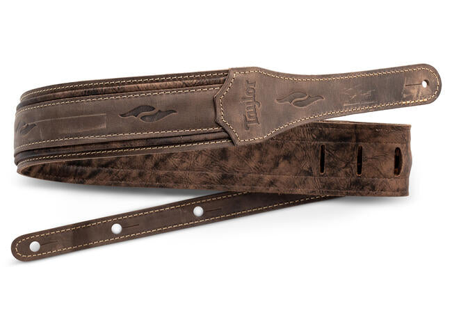 Taylor Element Distressed Leather Guitar Strap - Dark Brown (2.5")