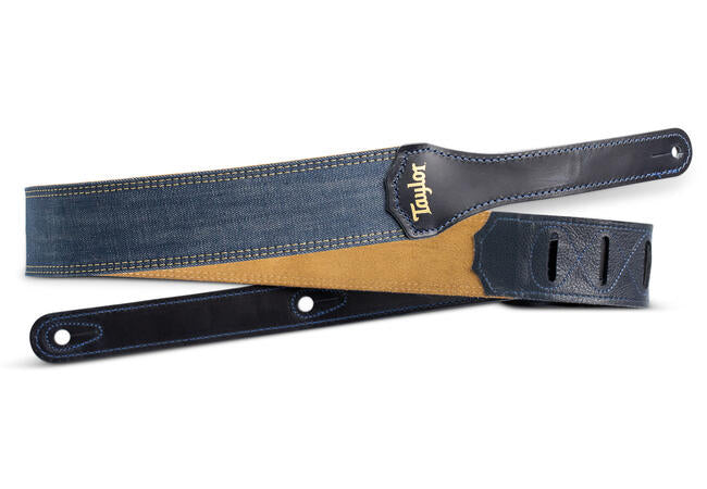 Taylor Blue Denim 2" Guitar Strap - Gold Logo