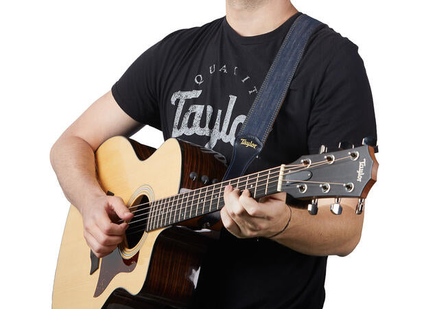 Taylor Blue Denim 2" Guitar Strap - Gold Logo