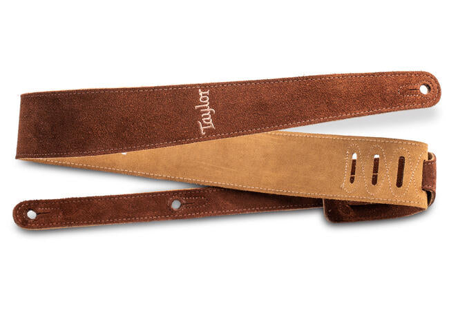 Taylor 2.5" Embroidered Suede Guitar Strap (Chocolate Brown)