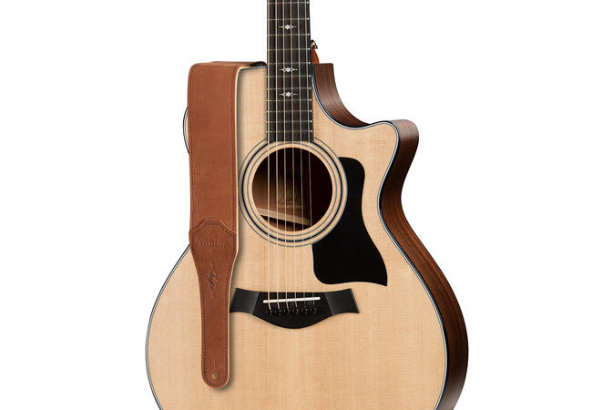 Taylor Gemstone 2.5" Sanded Leather Guitar Strap (Medium Brown)