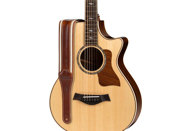 Taylor Element 2.5" Leather Guitar Strap - Brown/Cream