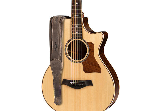 Taylor Element Distressed Leather Guitar Strap - Dark Brown (2.5")