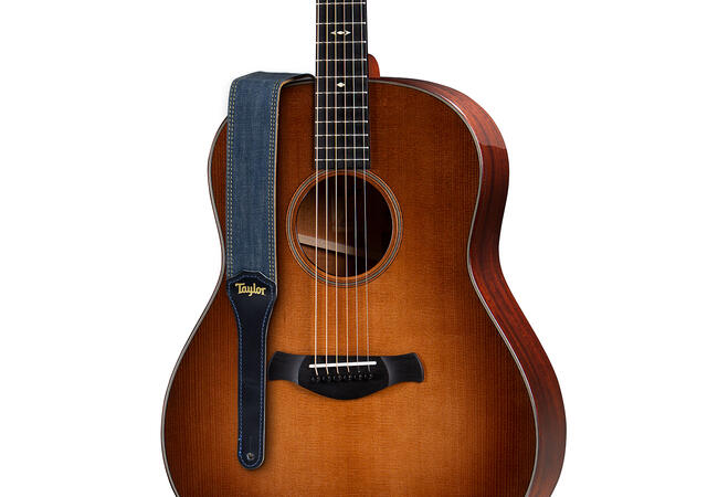 Taylor Blue Denim 2" Guitar Strap - Gold Logo