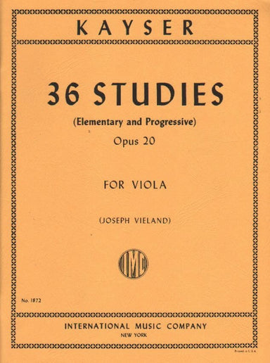 Kayser 36 Studies, Opus 20 For Viola