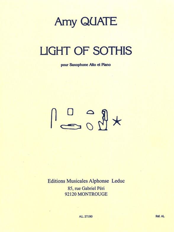 Amy Quate: Light Of Sothis For Alto Saxophone And Piano