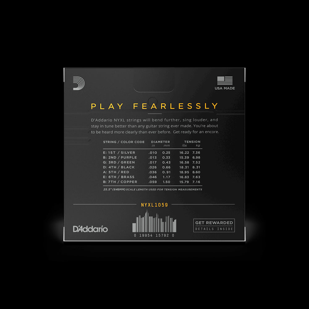 D'Addario, NYXL1059, 7-string, Regular Light Set, 電結他弦線
