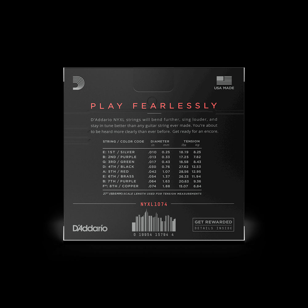 D'Addario, NYXL1074, 8-string-Light Top/Heavy Bottom Set, 電結他弦線