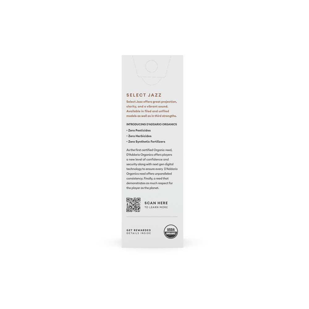 D'addario Organic Select Jazz Unfiled Bb Tenor Saxophone Reeds