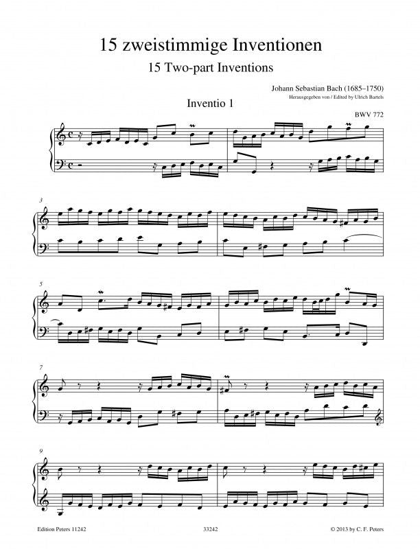 巴哈 Bach, JS: 15 Two-part Inventions (Performing Edition) (for piano)