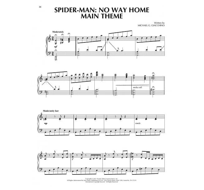SPIDER-MAN: No Way Home (Piano Solo) 電影 - 蜘蛛俠：不戰無歸 鋼琴獨奏譜