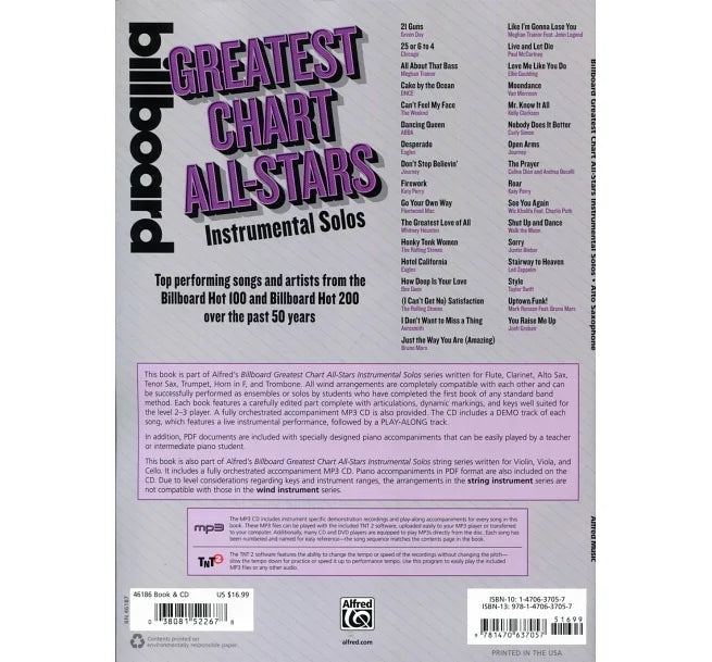 Billboard GREATEST CHART ALL-STARS (Alto Saxophone) +CD 告示牌最佳巨星排行金曲選中音色士風譜附伴奏CD