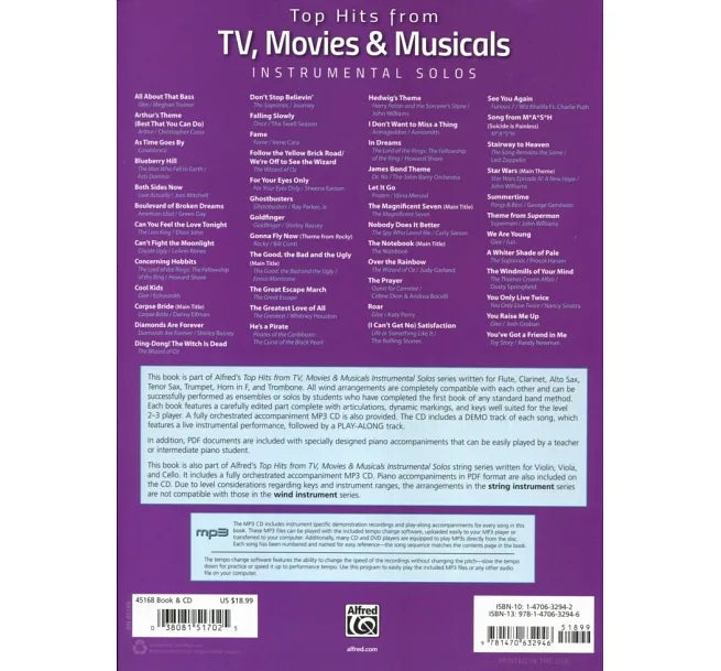 Top Hits from TV, Movies & Musicals Instrumental Solos 影視及音樂劇流行金曲選單簧管譜附CD