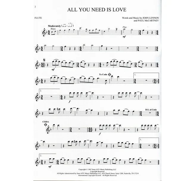 THE BEATLES (Flute) +Audio Access 披頭四合唱團長笛譜附伴奏音頻網址