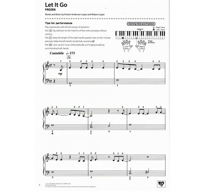 Disney Songs in C Major for Piano Solo (Easy Level) 迪士尼動畫C大調歌選鋼琴獨奏譜(初級)