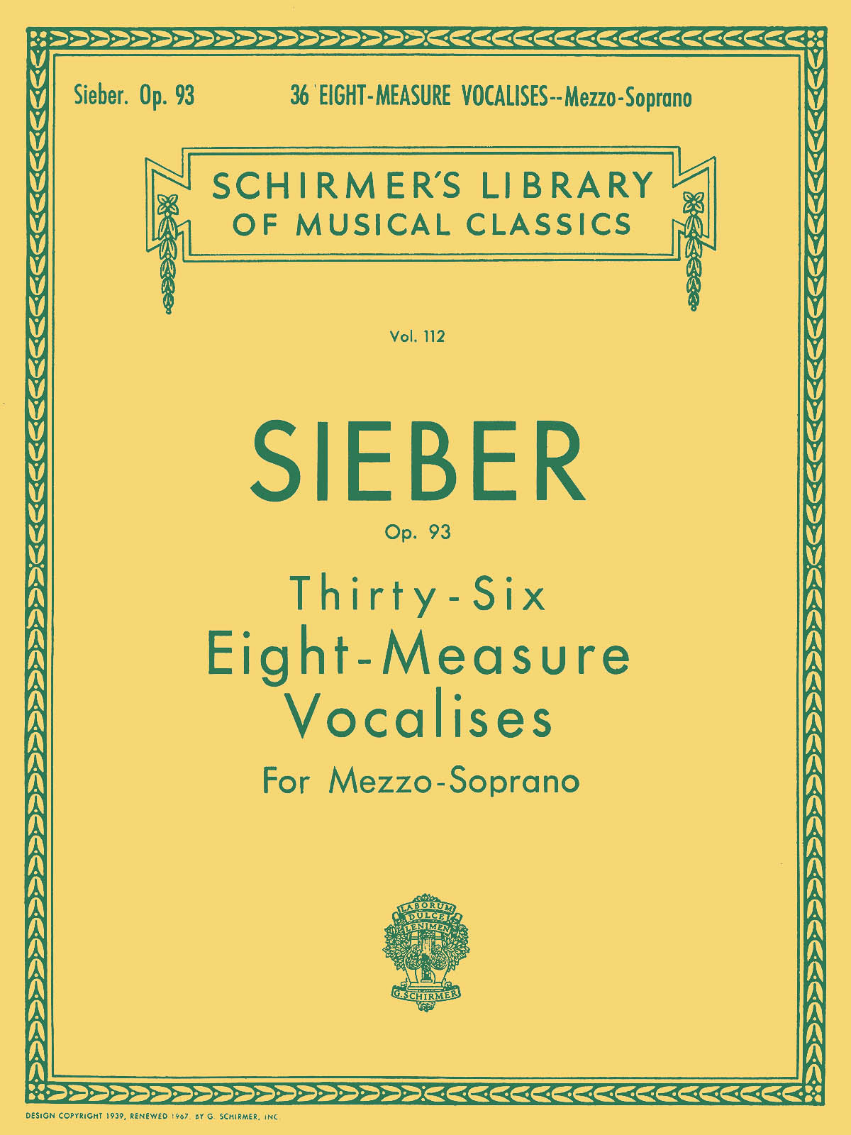 Sieber 36 Eight-Measure Vocalises Op.93