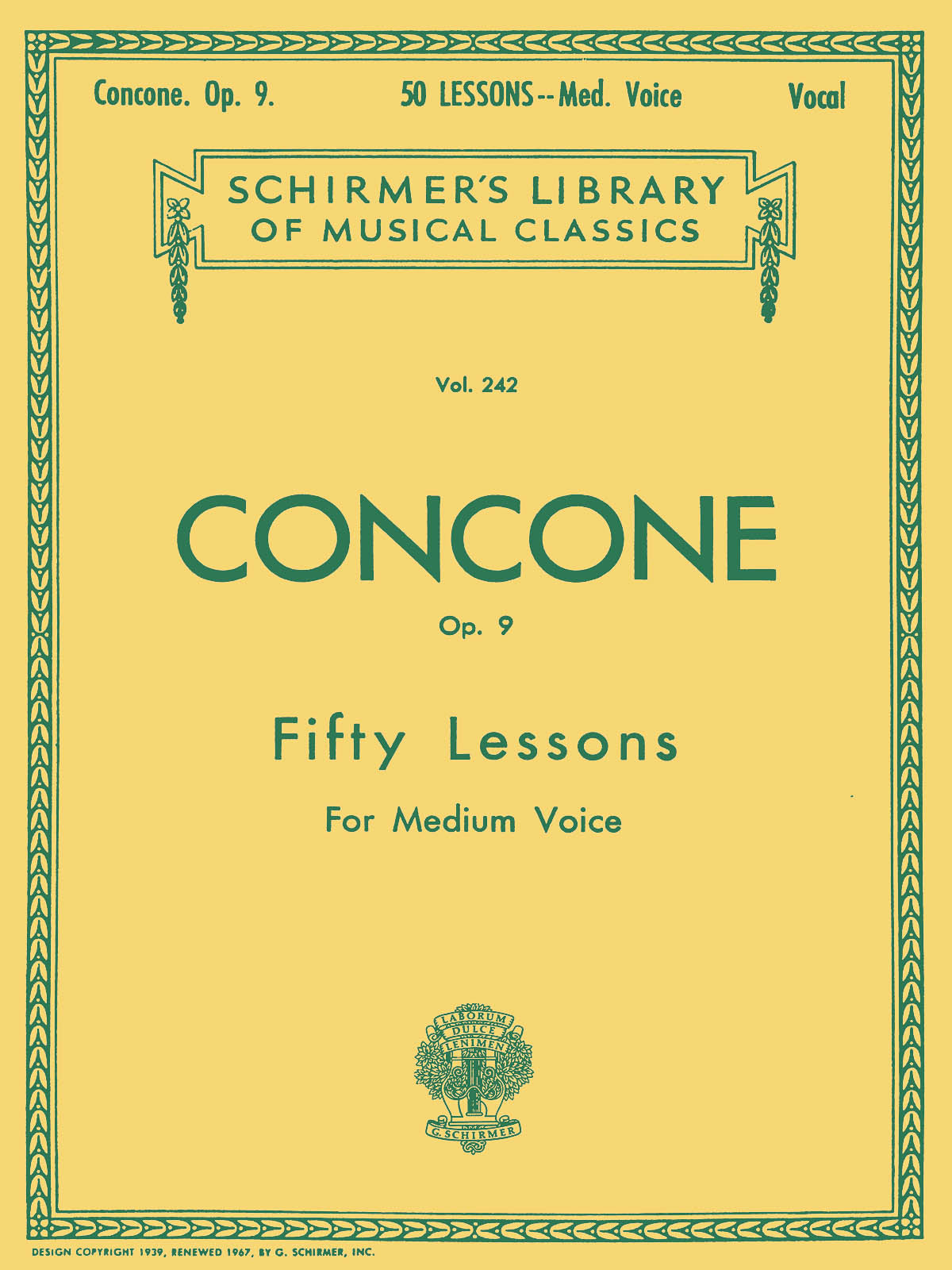 Concone 50 Lessons, Op. 9 For Medium Voice