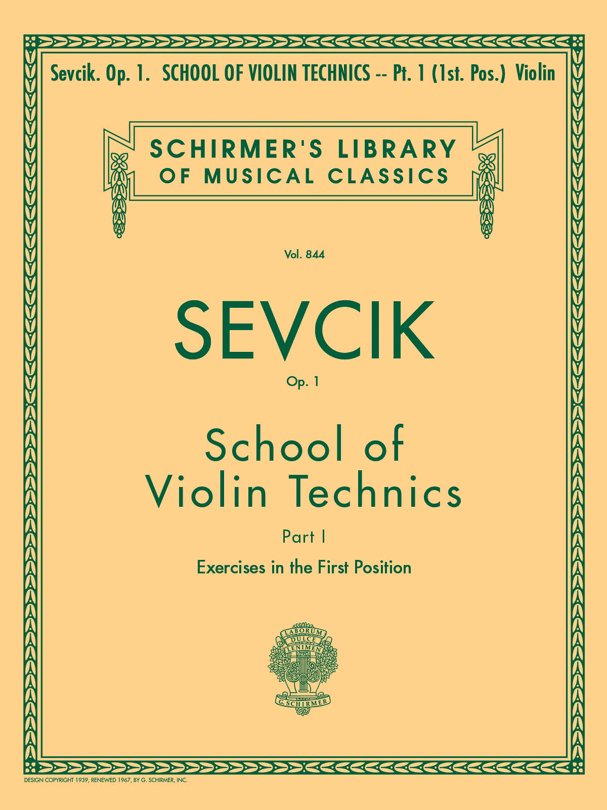 Sevcik School of Violin Technics, Op. 1 - Book 1