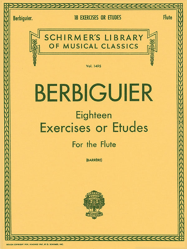 Berbiguier Eighteen Exercises or Etudes