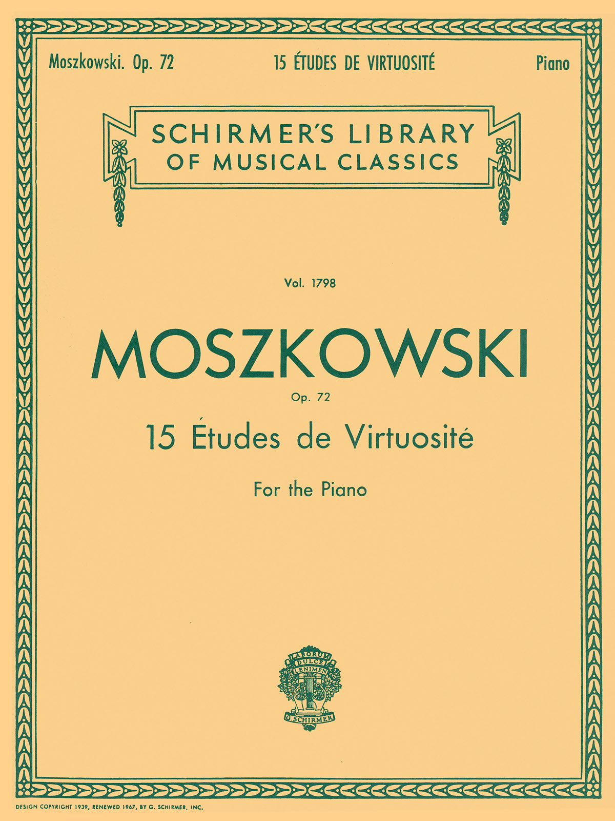Moszkowski 15 Etudes De Virtuosité, Op. 72