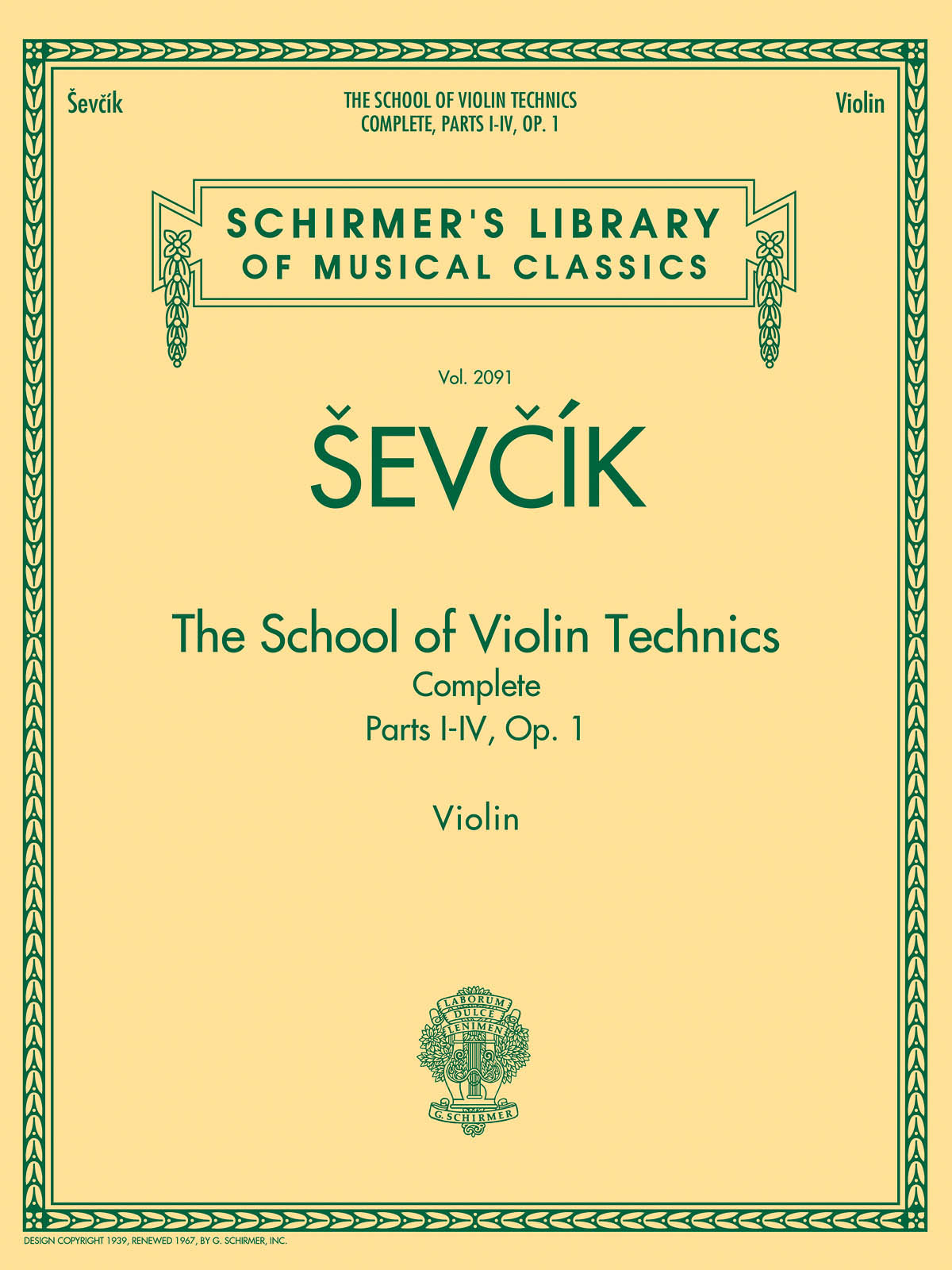 Sevcik The School of Violin Technics Complete, Op. 1