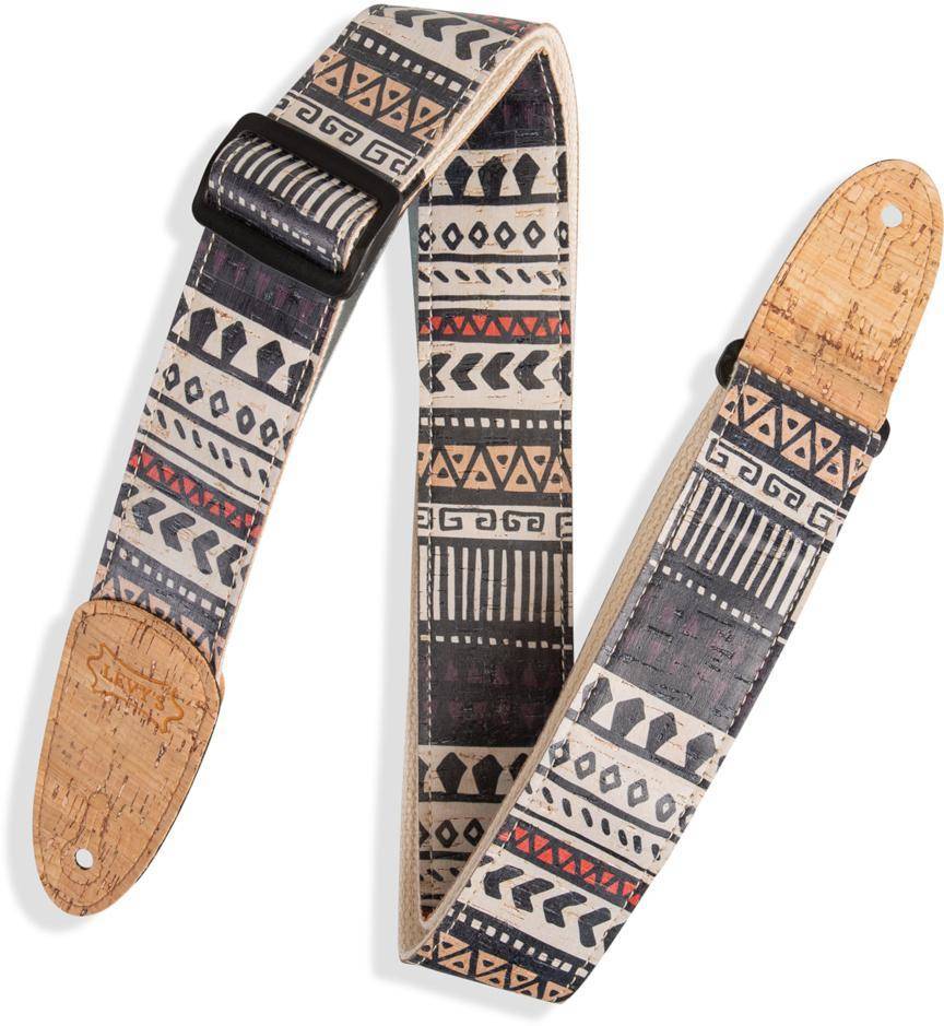 Levy's MX8-002 Specialty Series Guitar Strap, Zanzibar Cork White, Black, Red, Blue