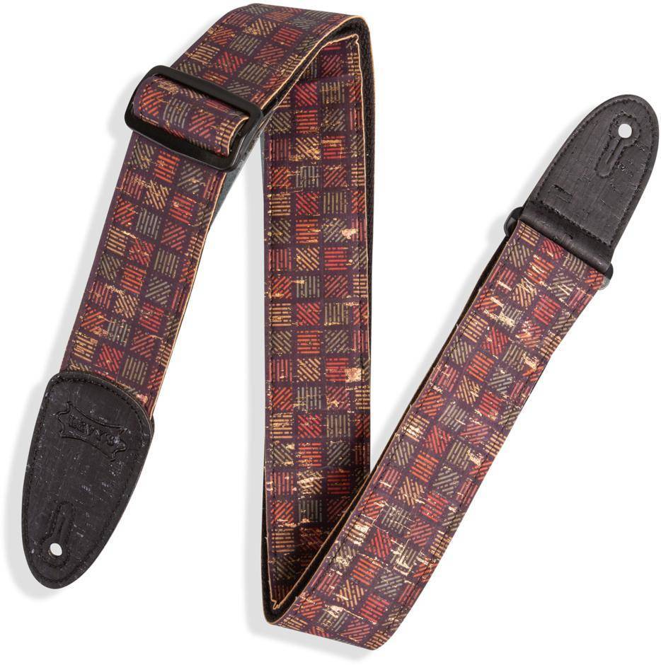 Levy's MX8-004 Specialty Series Guitar Strap, Orleans Cork Black, Red, Navy, Gold