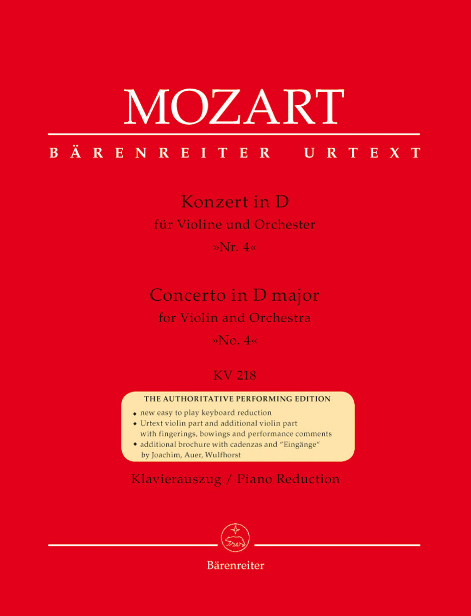Mozart Concerto for Violin and Orchestra no. 4 in D major K. 218