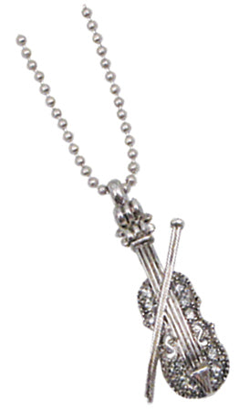 Necklace Violin/Bow Crystal Grey/Silver