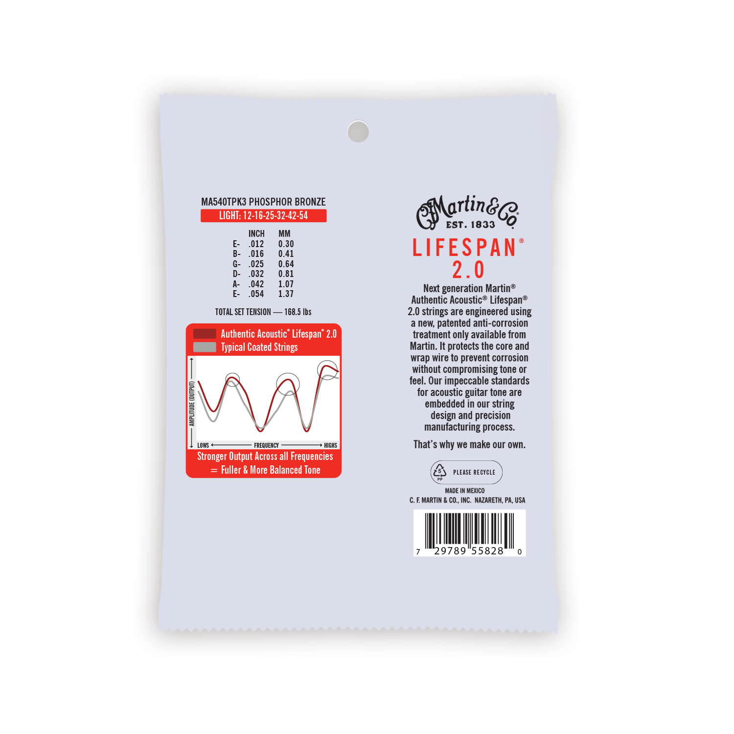 Martin Authentic Acoustic Lifespan® 2.0 Guitar Strings (MA540T Pack 3)