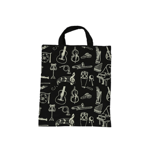 樂器圖案黑色純綿手提包