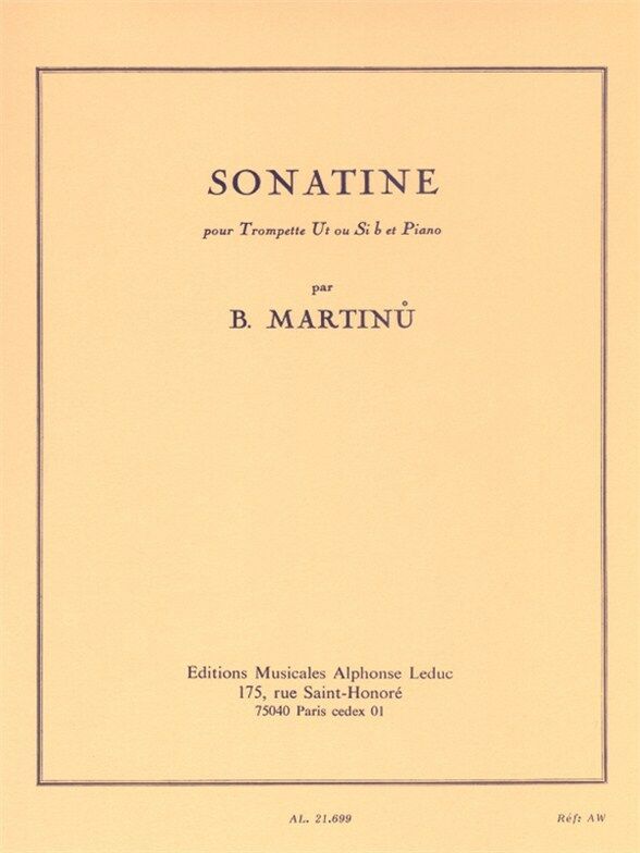 Martinu Sonatine For Trumpet